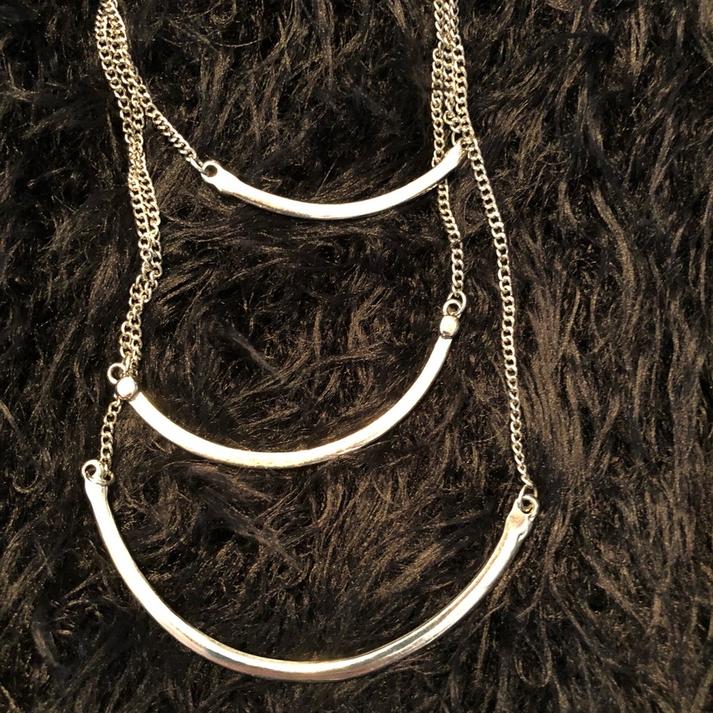 Three tiered stunning silver necklace